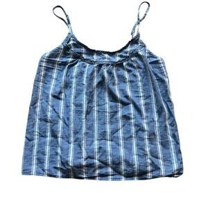 Abercrombie 100% Cotton Womens Blue White Striped Tank Top Adjustable Straps (S)